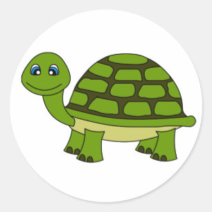 Sticker Rond Carton de la Tortue mignonne