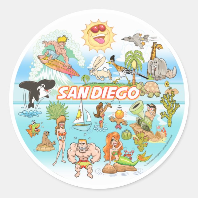 Sticker Rond Carton de San Diego (Devant)