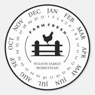 Sticker Rond Carton d'oeufs frais de ferme personnalisable Date