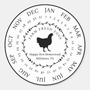 Sticker Rond Carton d'oeufs frais de ferme personnalisable Date