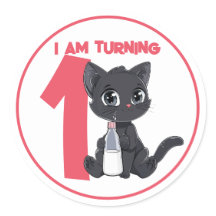 Carton mignon Chat noir Anniversaire