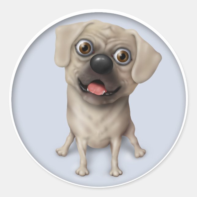 Sticker Rond Carton Pugle 2 (Devant)