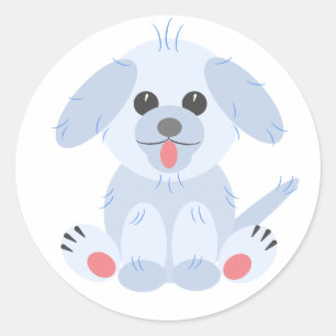 Sticker Rond Carton rose pastel gris mignon simple
