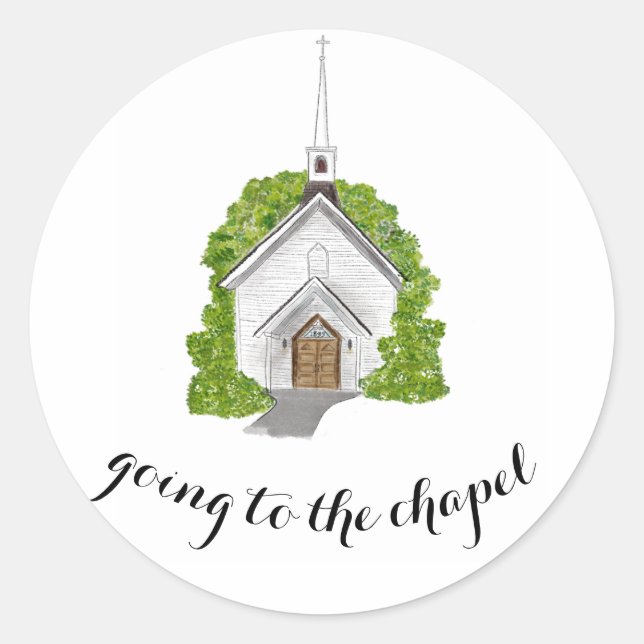 Sticker Rond Cartons d'enveloppe de l'église aquarelle (Devant)
