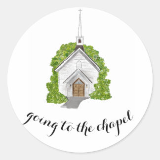 Sticker Rond Cartons d'enveloppe de l'église aquarelle