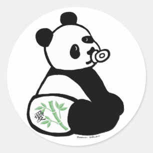 Sticker Rond Cartoon Baby Panda