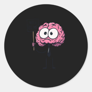 Sticker Rond Cartoon Cerveau Plaisanterie S'Il Vous Plaît Utili