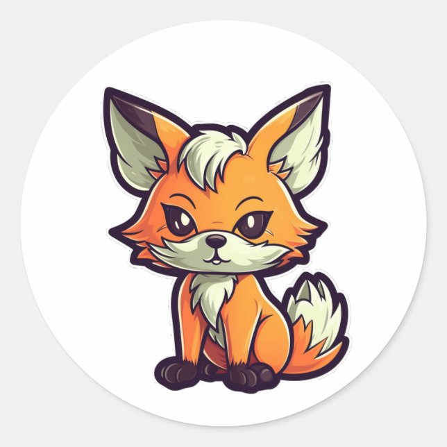STICKER ROND CARTOON FOX (Devant)
