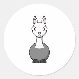 Sticker Rond Cartoon Llama