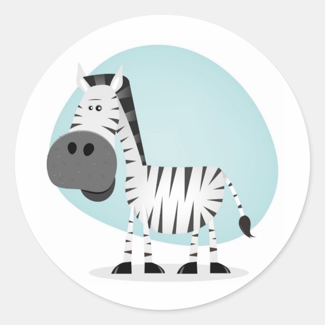 Sticker Rond Cartoon mignon Zebra (Devant)