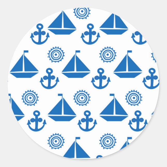 Sticker Rond Cartoon Motif de bateau à voile (Devant)