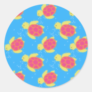 Sticker Rond Cartoon Motif de tortue de mer