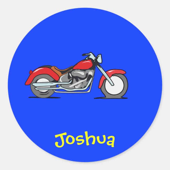 Sticker Rond Cartoon Red MotorCycle - MotoAuto (Devant)