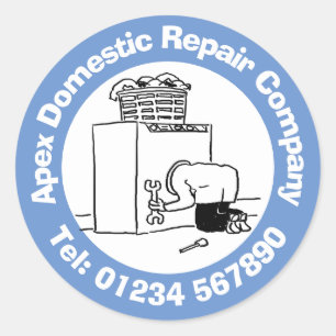 Sticker Rond Cartoon Réparation d'appareils domestiques amusant