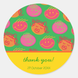 Sticker Rond Cartoon Silly Bubblegum Heads Cadeau / Favoriser S