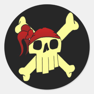 STICKER ROND CARTOON SKULL ET CROSSBONES