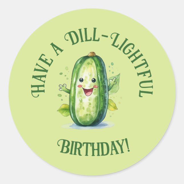 Sticker Rond Cartoon vert mignon Picket Anniversaire (Devant)