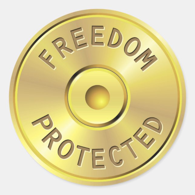 Sticker Rond cartouche d'munitions d'une balle tirée, liberté (Devant)