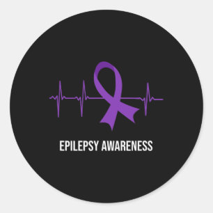 Sticker Rond Cartouche ECG Design Epilepsie Sensibilisation