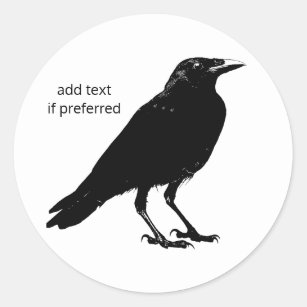 Sticker Rond Cartouches d'oiseaux de Corvid Raven