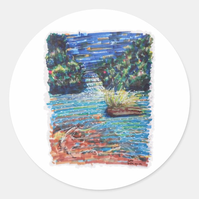 Sticker Rond Cascade colorée (Devant)