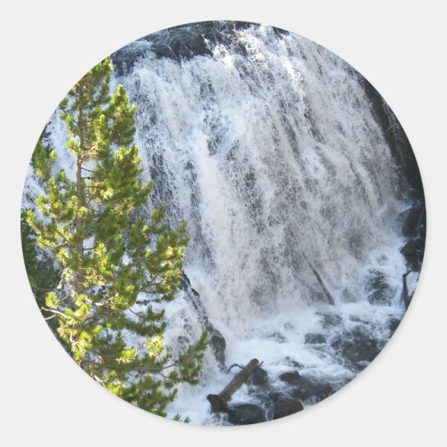 Sticker Rond Cascade de Yellowstone (Devant)