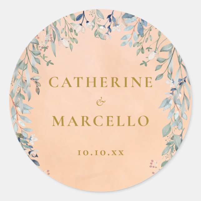 Sticker Rond Cascade Floral de Mariage Rustique (Devant)