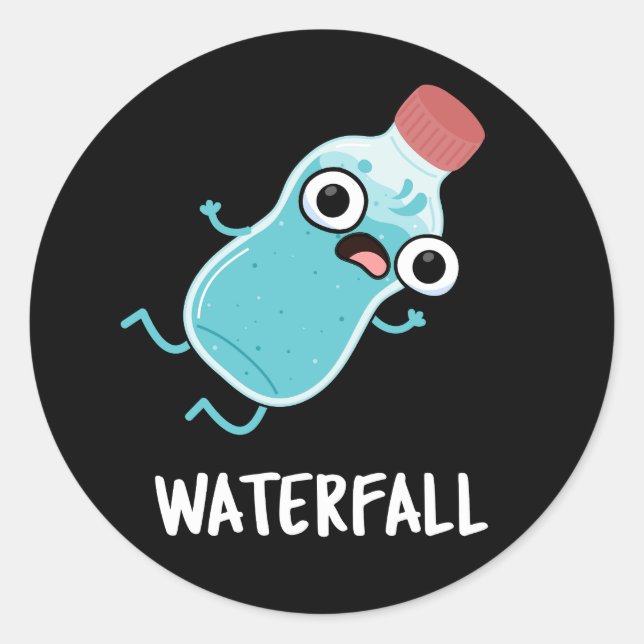 Sticker Rond Cascade Funny Water Pun Dark BG (Devant)