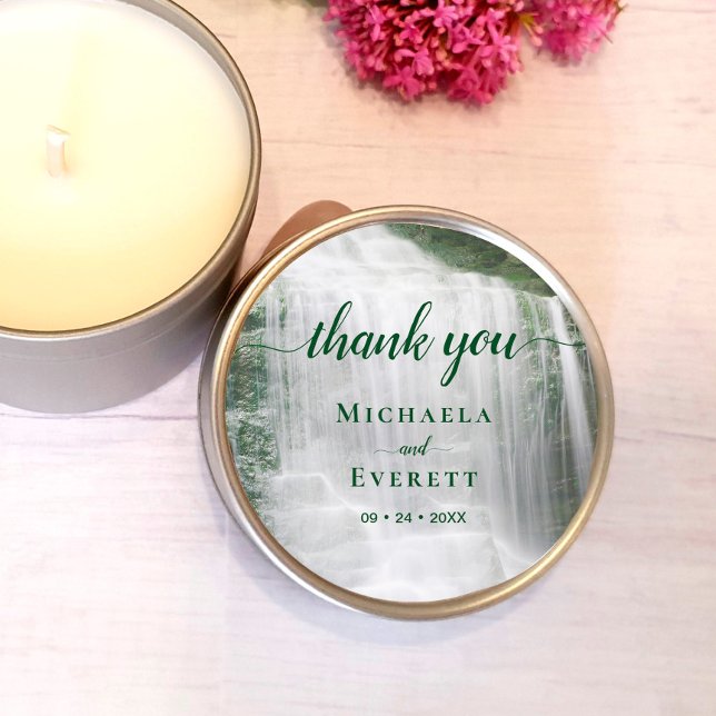 Sticker Rond Cascade Nature Merci Mariage extérieur (Créateur téléchargé)