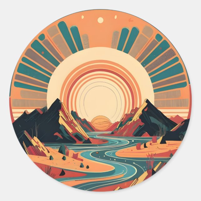 Sticker Rond Cascade psychédélique (Devant)