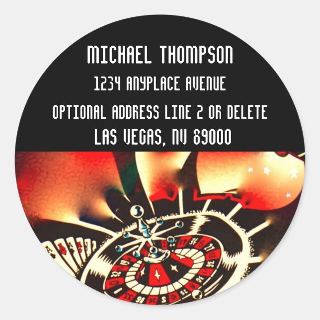 Sticker Rond Casino Las Vegas Style Adresse de retour (Devant)