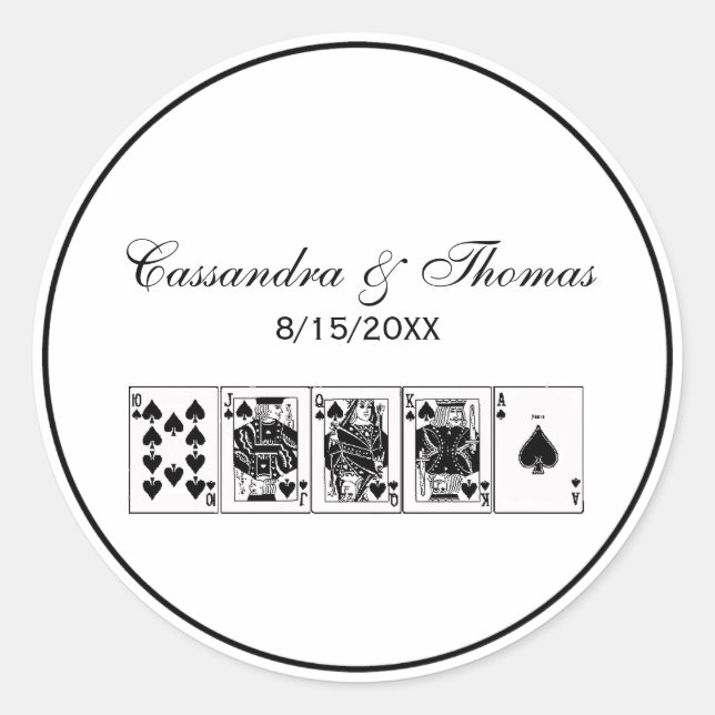Sticker Rond Casino Night Poker Royal Straight Flush Spades (Devant)