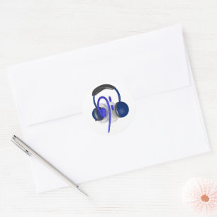 Sticker Rond Casque Bleu Jouant Quelques Basse Classique