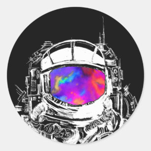 Sticker Rond Casque d'astronaute de Trippy