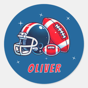 Sticker Rond Casque de balle de football dessin Anniversaire