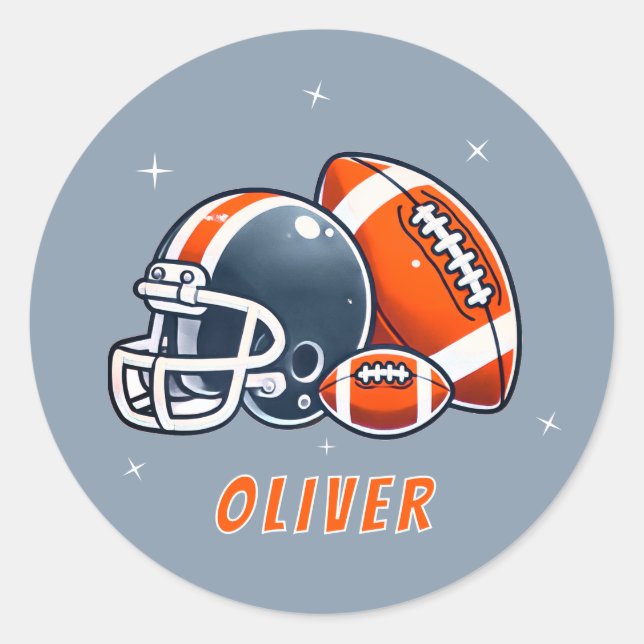 Sticker Rond Casque de balle de football dessin Anniversaire (Devant)