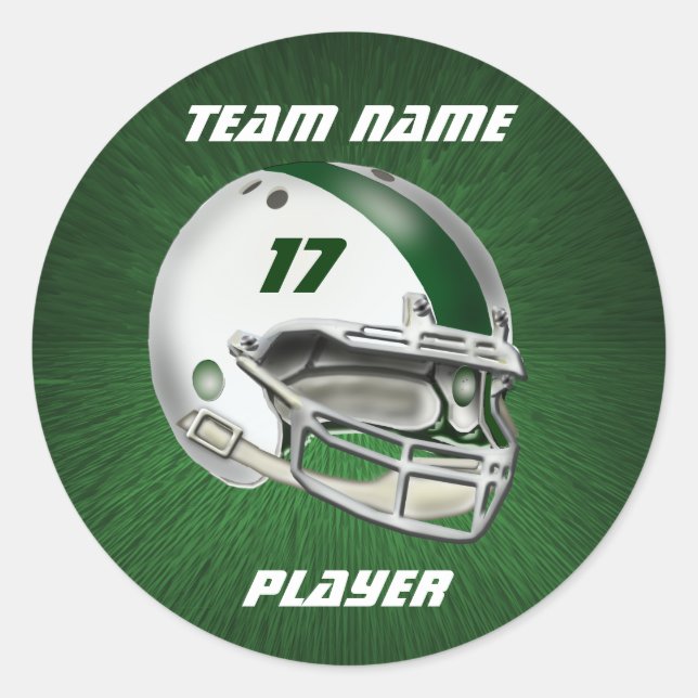 Sticker Rond Casque de football blanc et vert foncé (Devant)