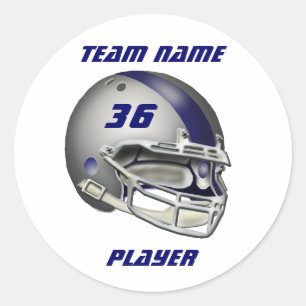 Sticker Rond Casque de football bleu argent et marine
