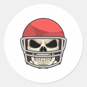 Sticker Rond Casque de football crâne