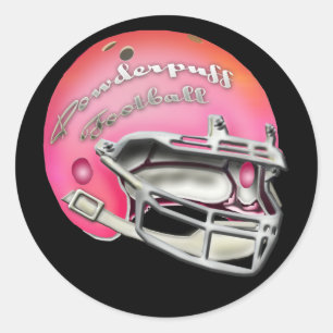 Sticker Rond Casque de football rose de Powderpuff