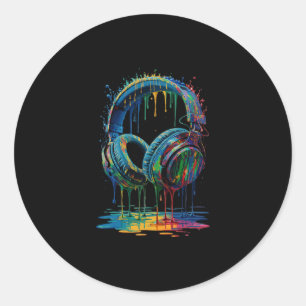 Sticker Rond Casque de Gamer Éclaboussure de Peinture Amateur d