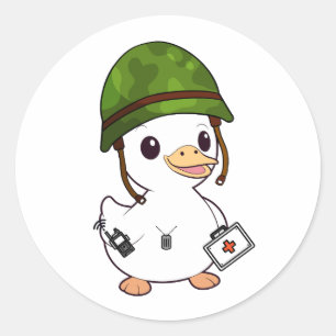 Sticker Rond Casque de l'armée portant le canard mou