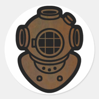 Sticker Rond Casque de plongée en laiton