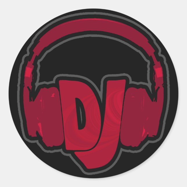 Sticker Rond casque DJ musique (Devant)