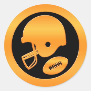 Sticker Rond Casque et balle de football en or