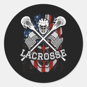 Sticker Rond Casque Et Bâtons De Crosse