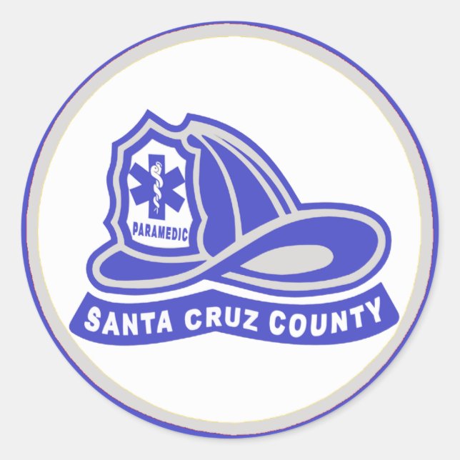 Sticker Rond Casque Père Noël Cruz County Paramedic (Devant)