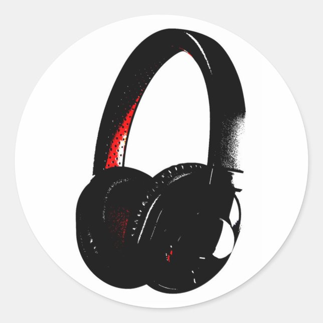 Sticker Rond Casque Pop Art Head Téléphone (Devant)