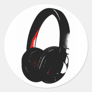 Sticker Rond Casque Pop Art Head Téléphone