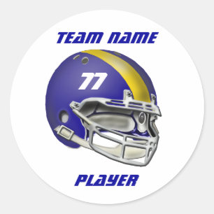 Sticker Rond Casque royal de football bleu et jaune